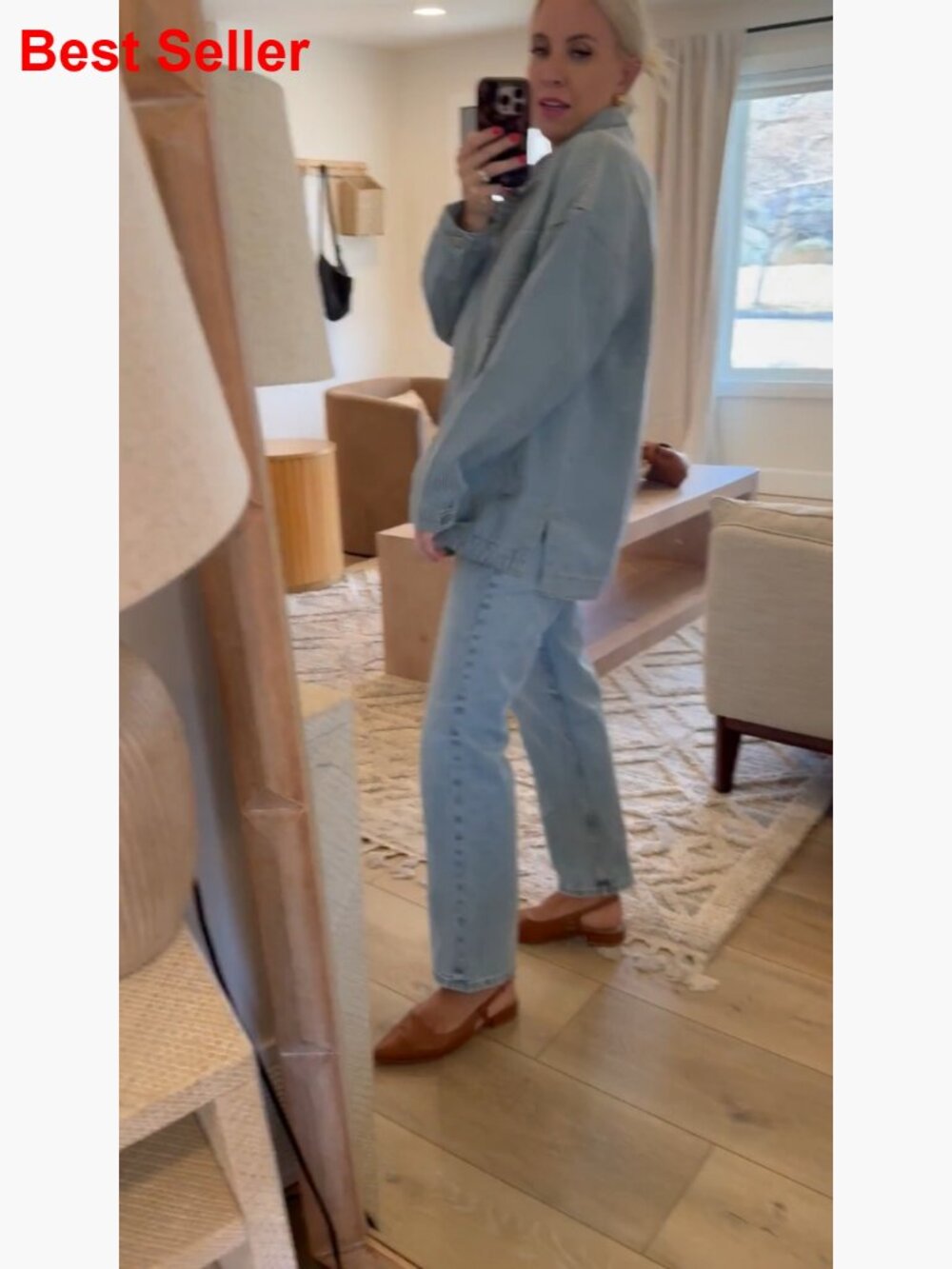 Striped Denim Jacket Casual Long Sleeve Boyfriend Coat with Pockets - Picture 7 of 7